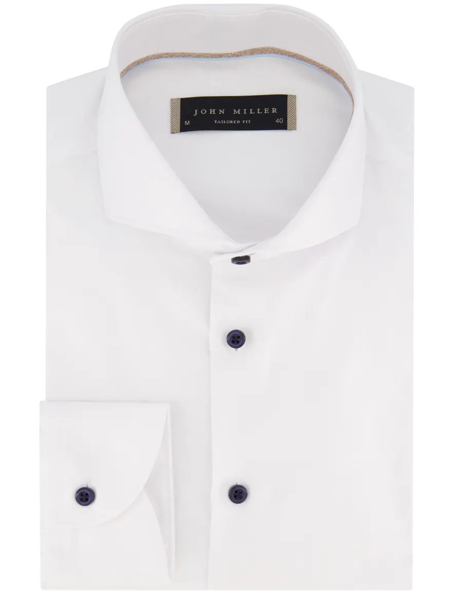John Miller Tailored Fit overhemd effen wit