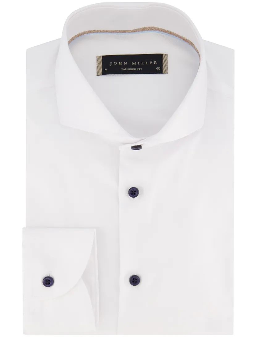 overhemd John Miller Tailored Fit effen wit katoen