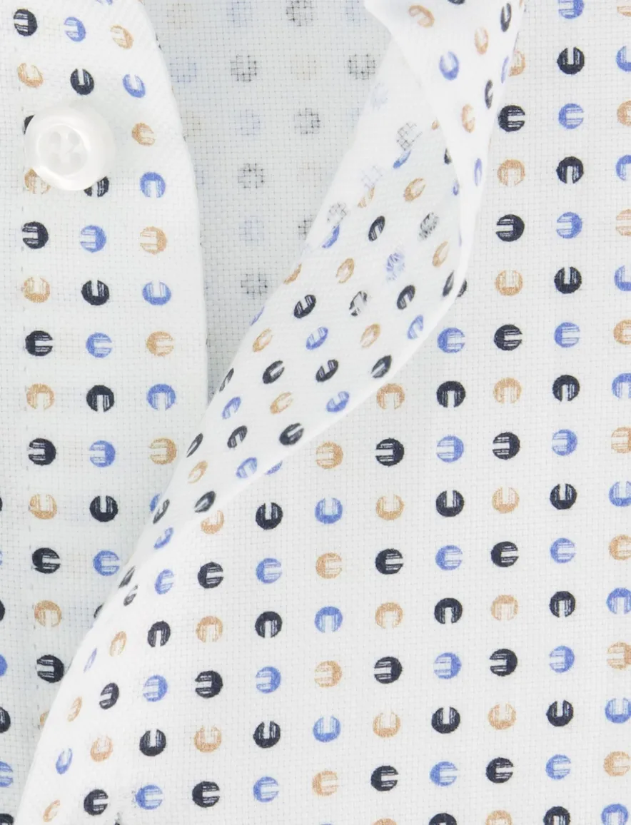 John Miller overhemd Tailored Fit wit blauw geel geprint