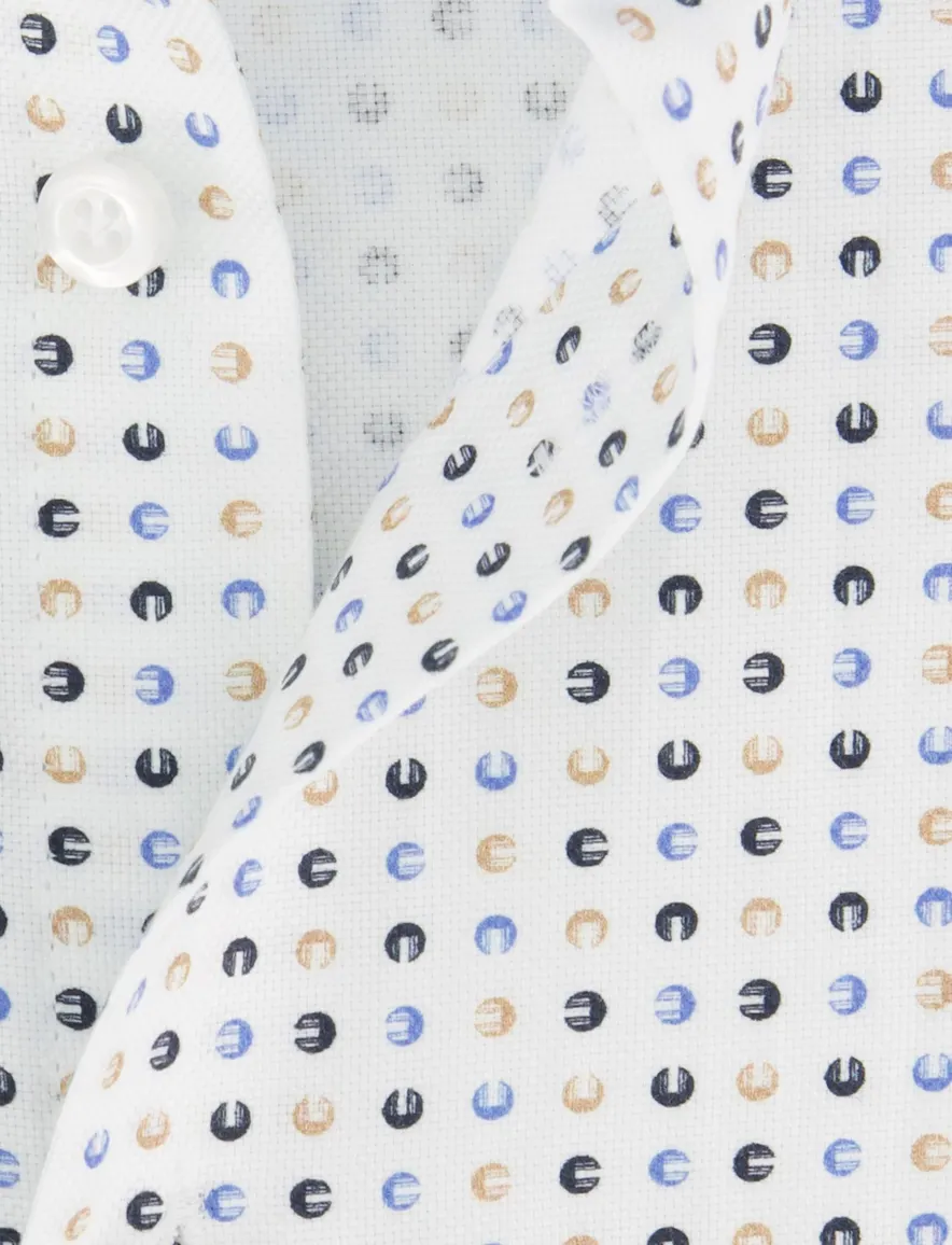 John Miller overhemd Tailored Fit wit blauw geel geprint