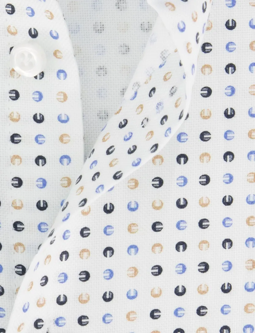 overhemd John Miller Tailored Fit wit blauw geel geprint