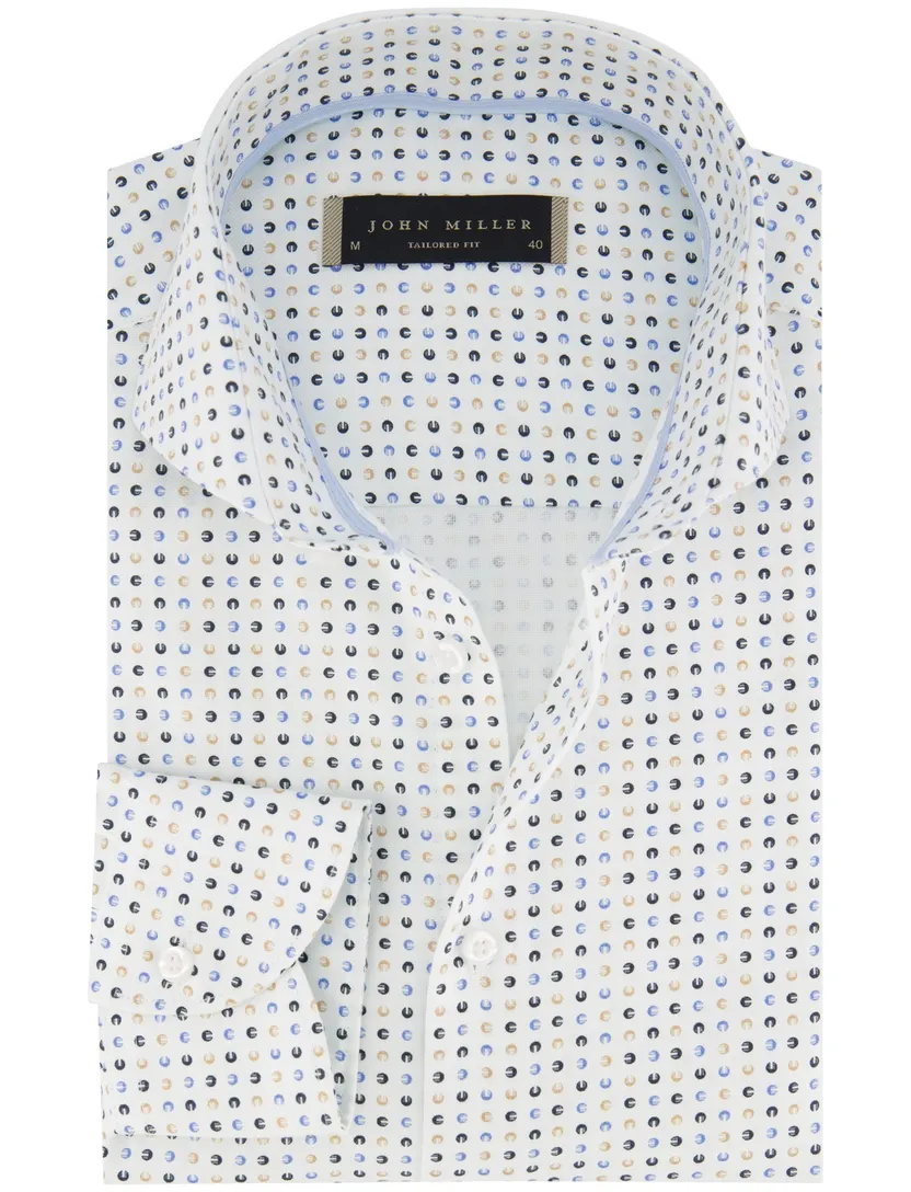 Overhemd John Miller Tailored Fit mouwlengte 7 geprint