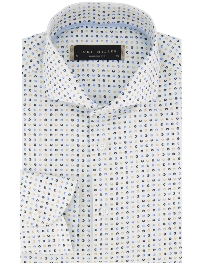 Overhemd John Miller Tailored Fit mouwlengte 7 geprint