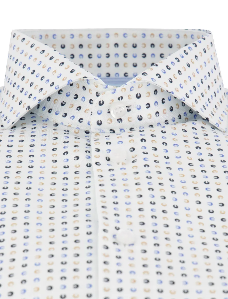 John Miller overhemd Tailored Fit mouwlengte 7 print