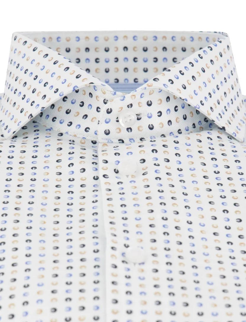 Overhemd John Miller Tailored Fit mouwlengte 7 geprint