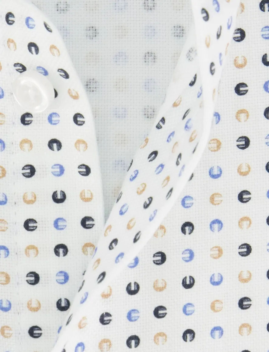 John Miller overhemd ml7 wit blauw geel geprint