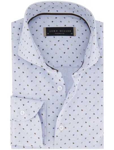 John Miller John Miller overhemd lichtblauw Tailored Fit met print