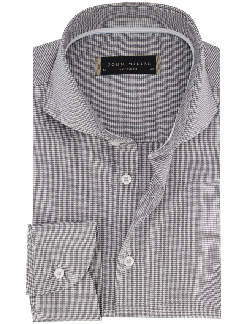 John Miller overhemd grijs Tailored Fit cutaway boord