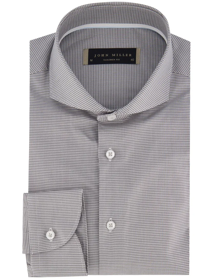 John Miller overhemd grijs Tailored Fit cutaway boord