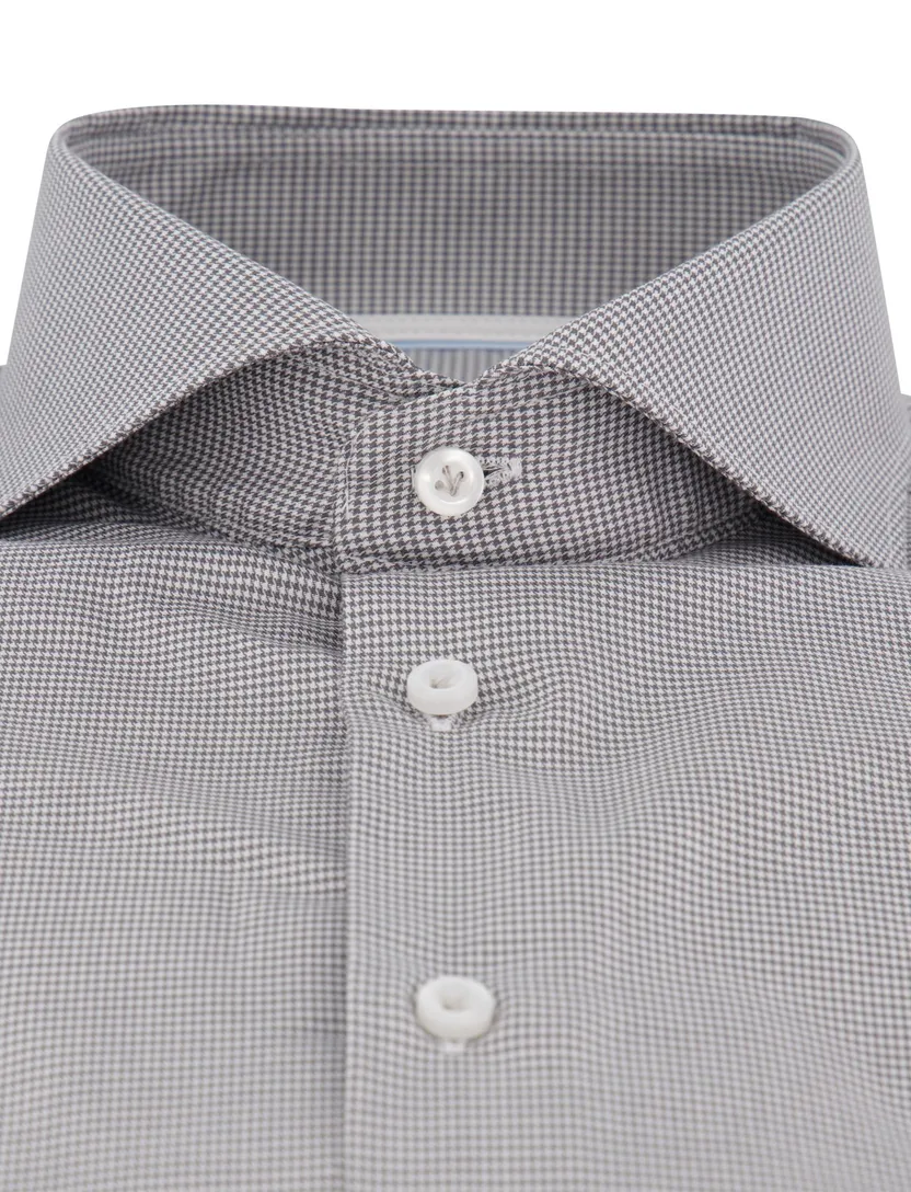 John Miller overhemd grijs Tailored Fit cutaway boord