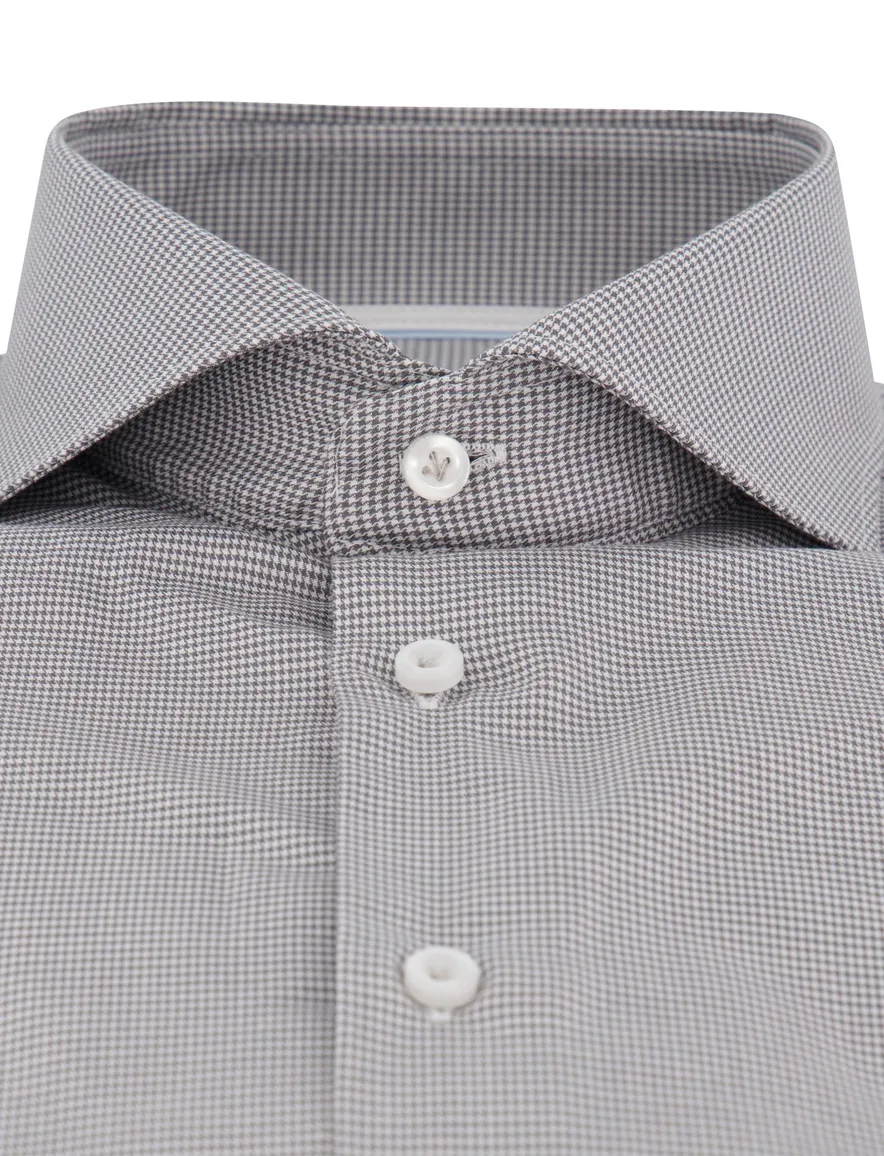 John Miller overhemd grijs Tailored Fit geruit katoen