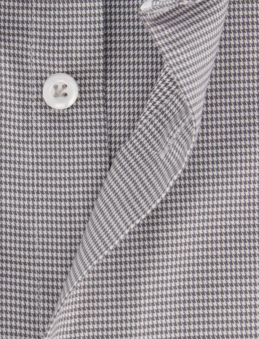 John Miller overhemd grijs Tailored Fit geruit katoen
