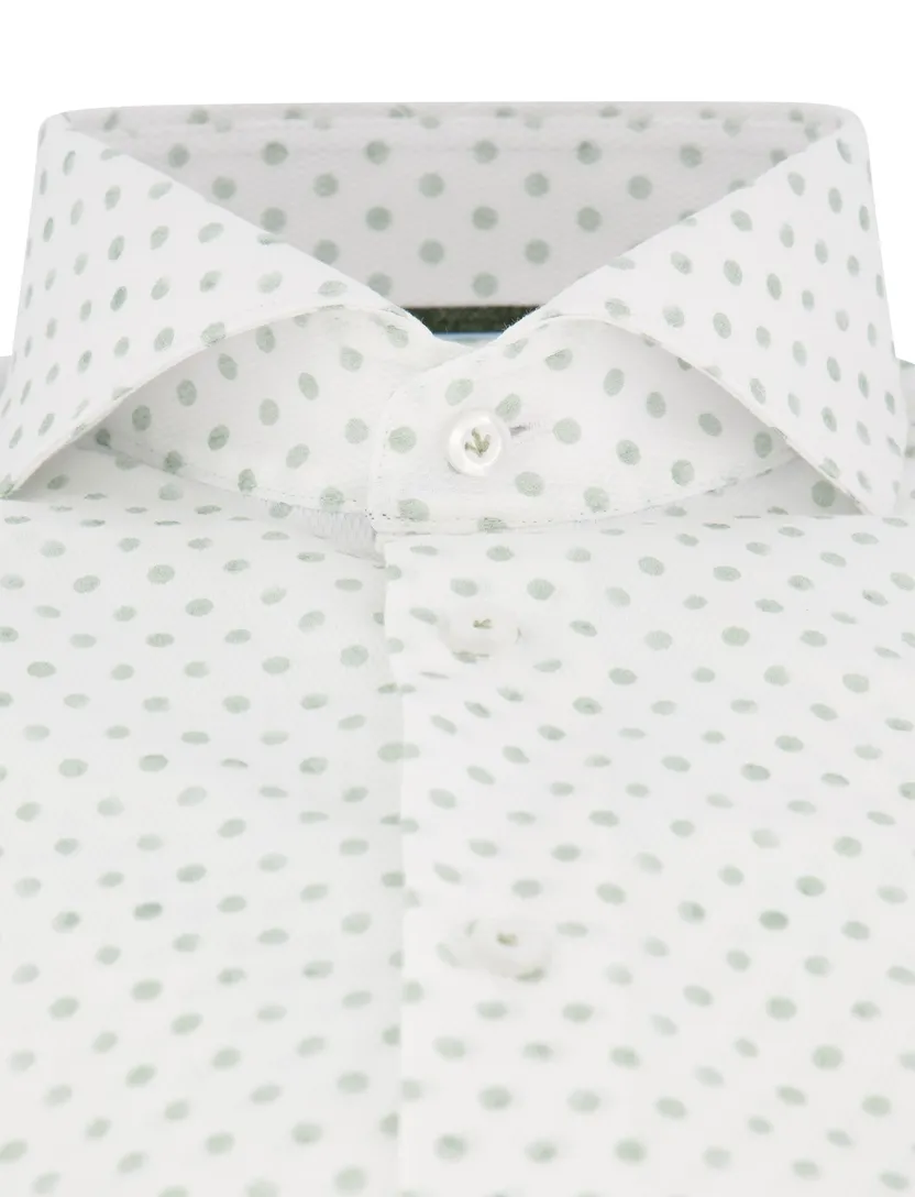 overhemd John Miller Tailored Fit groen wit gestipt ml 5
