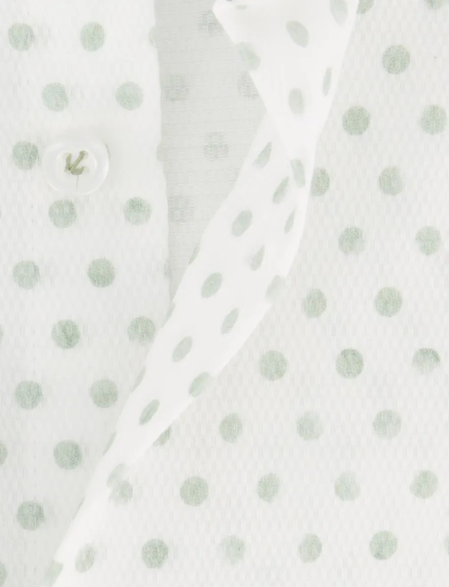 John Miller Tailored Fit overhemd groen wit gestipt