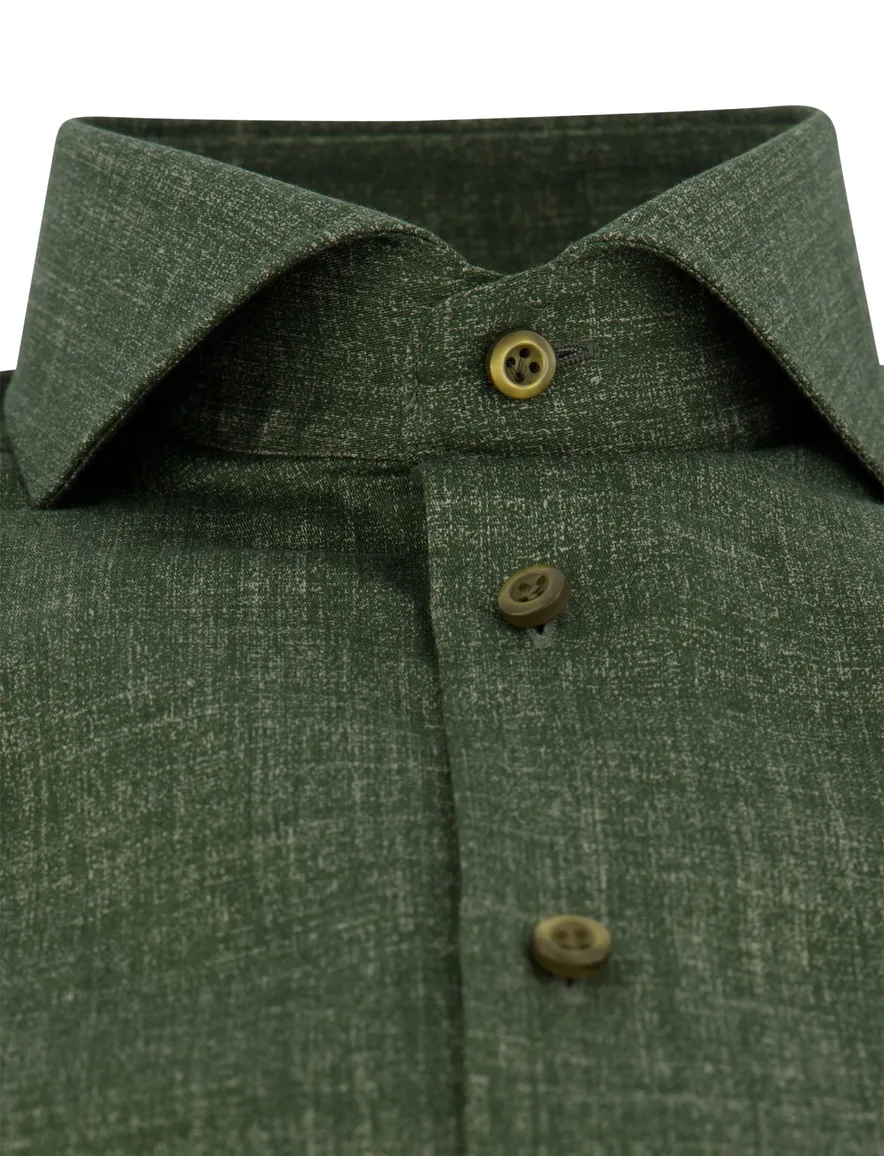 John Miller overhemd Tailored Fit mouwlengte 7 groen