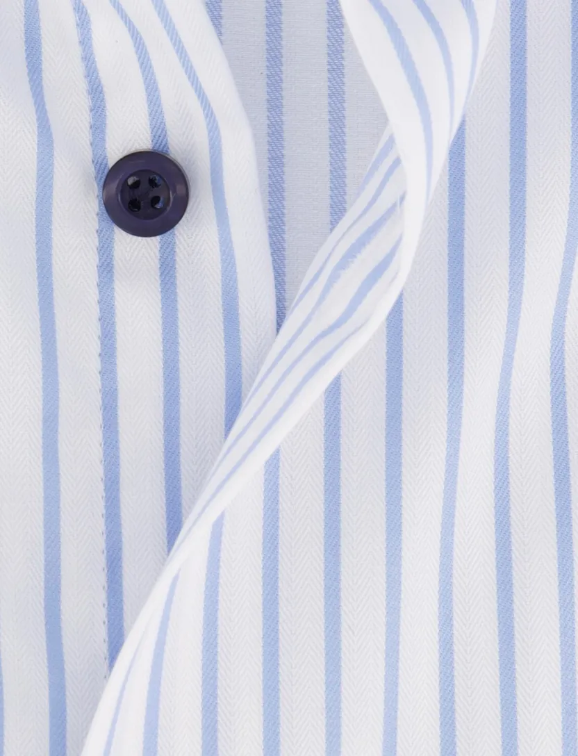 overhemd John Miller Tailored Fit lichtblauw wit gestreept