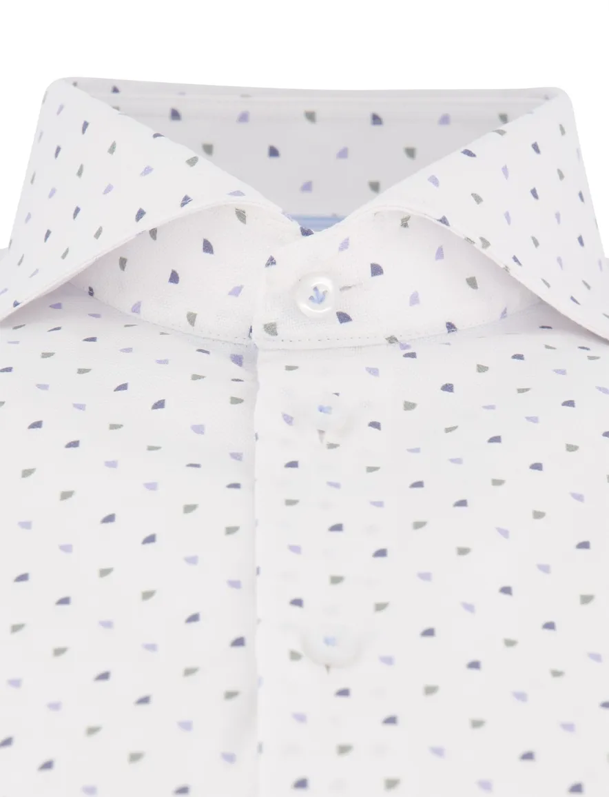 John Miller overhemd wit blauw geprint ml 5