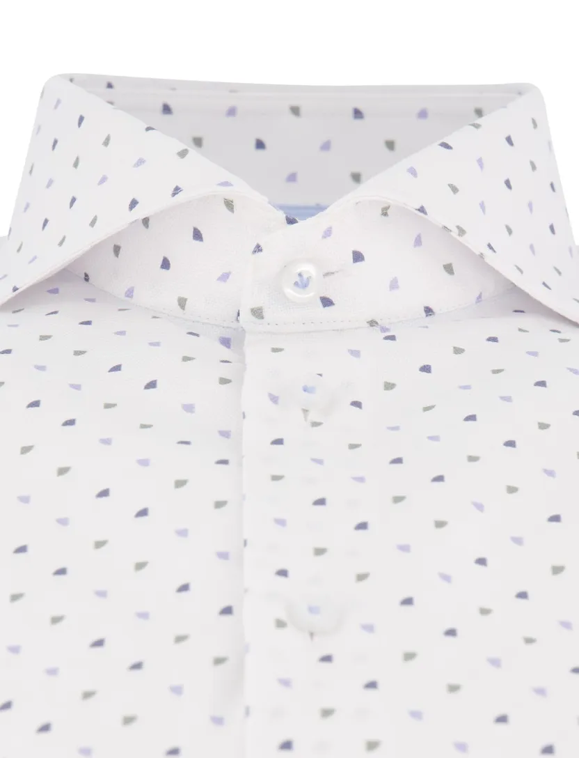 overhemd John Miller Tailored Fit wit blauw geprint