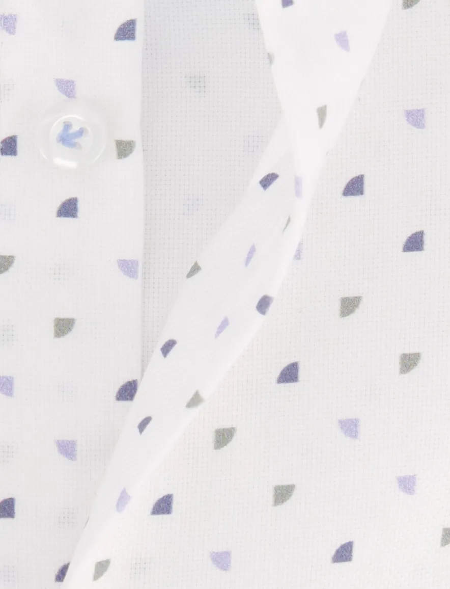 John Miller Tailored Fit overhemd wit blauw geprint