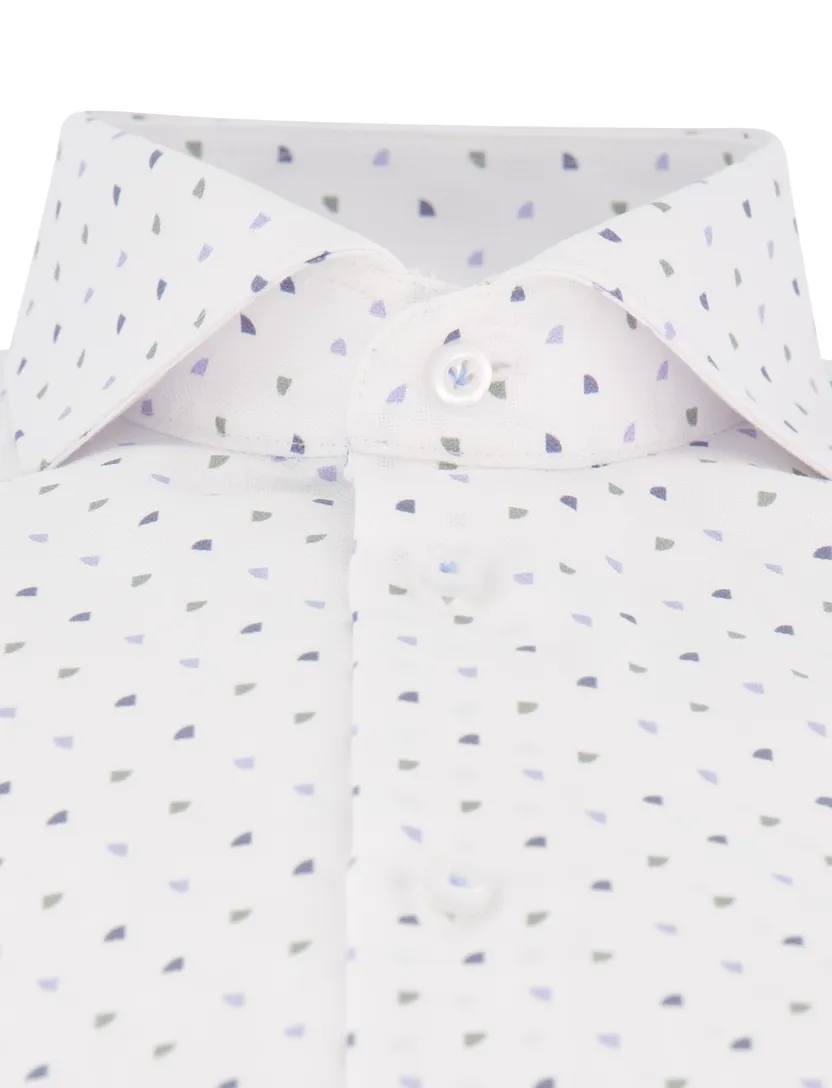 John Miller overhemd wit blauw geprint katoen