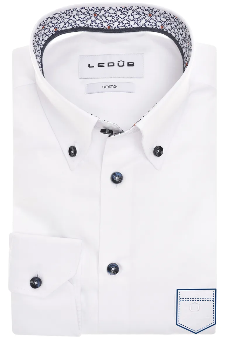 Ledub overhemd wit effen button down