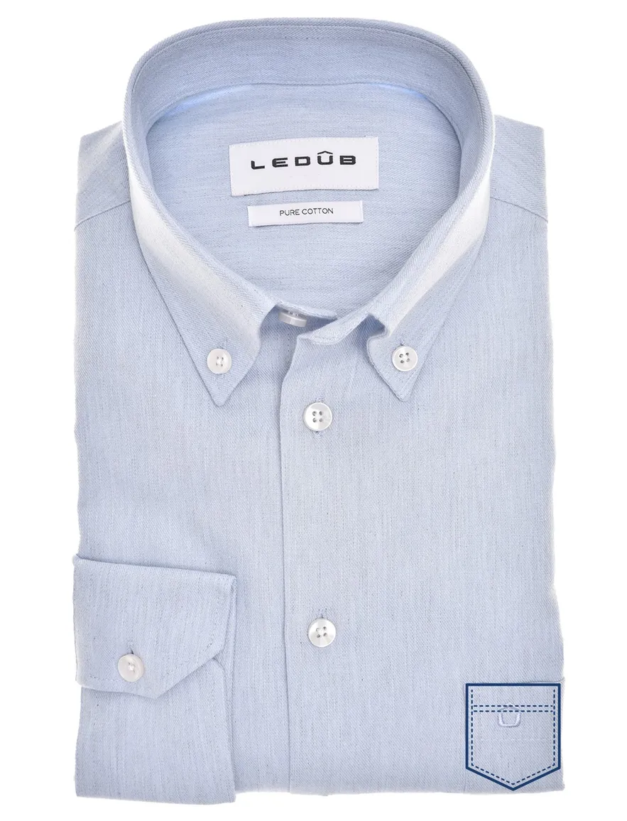 Ledub overhemd lichtblauw button down
