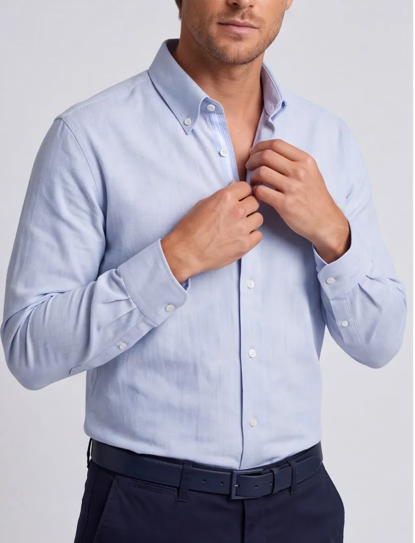 overhemd Ledub lichtblauw button down normale fit