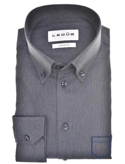 Ledub overhemd Ledub donkerblauw button down borstzak