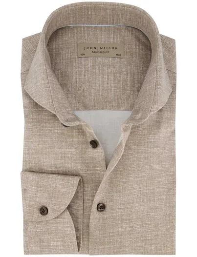 John Miller business overhemd John Miller bruin tailored fit
