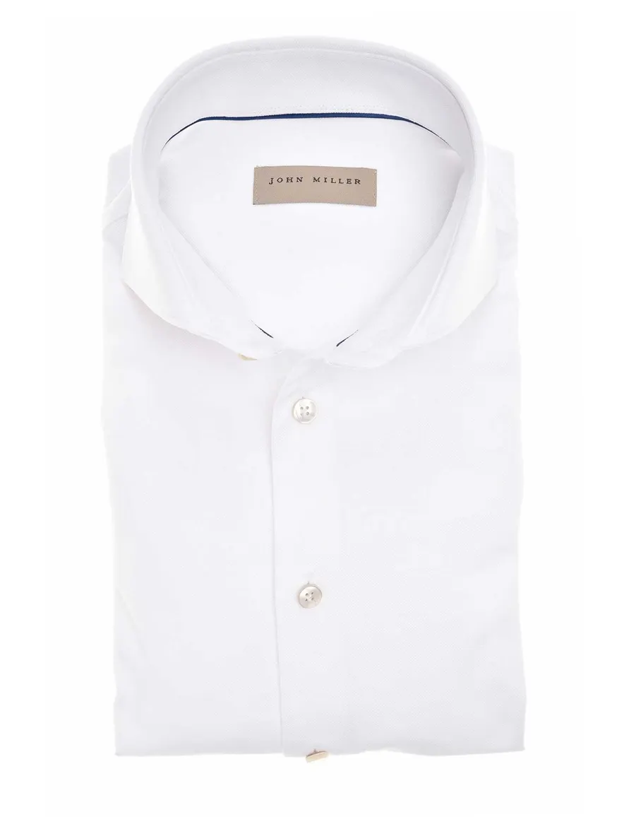 John Miller overhemd wit slim fit katoen