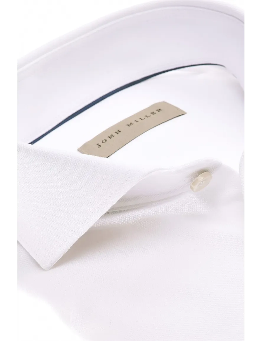 John Miller overhemd wit slim fit katoen