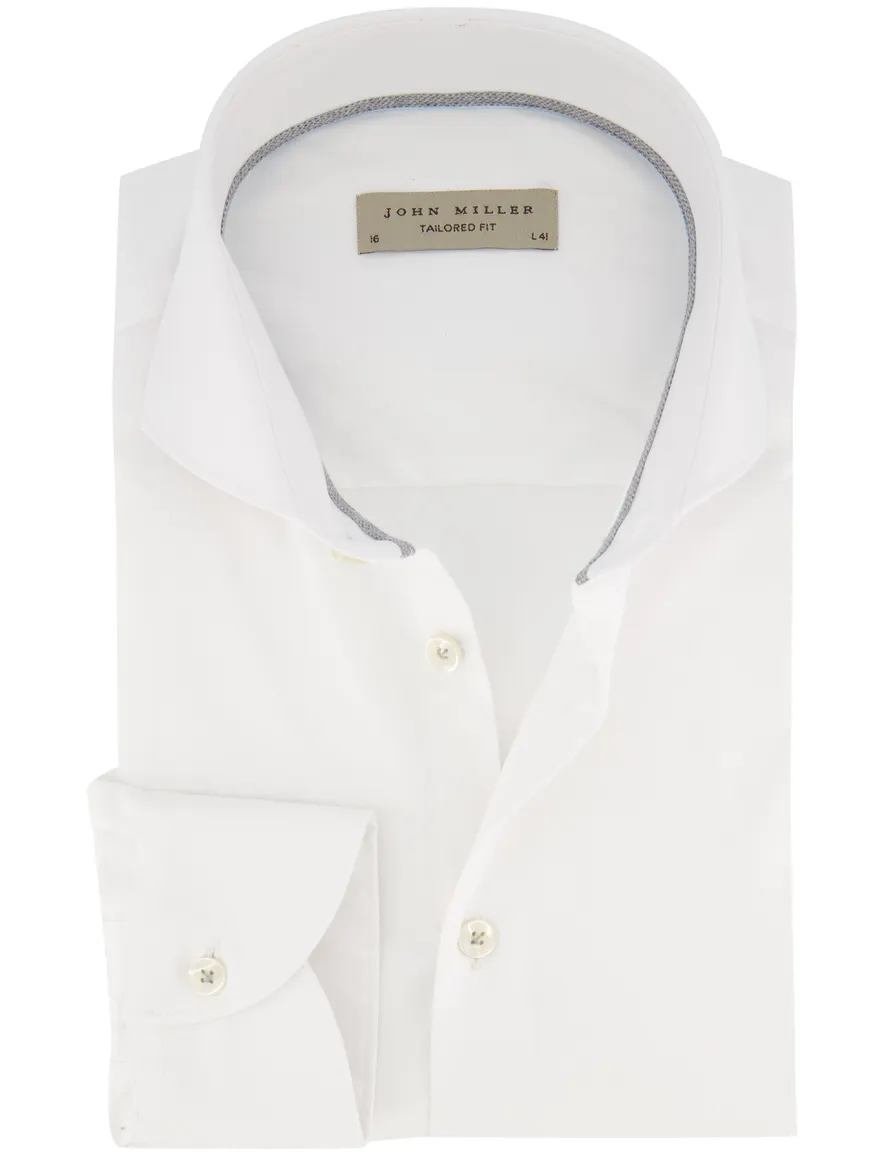John Miller tailored fit spierwit overhemd wide spread