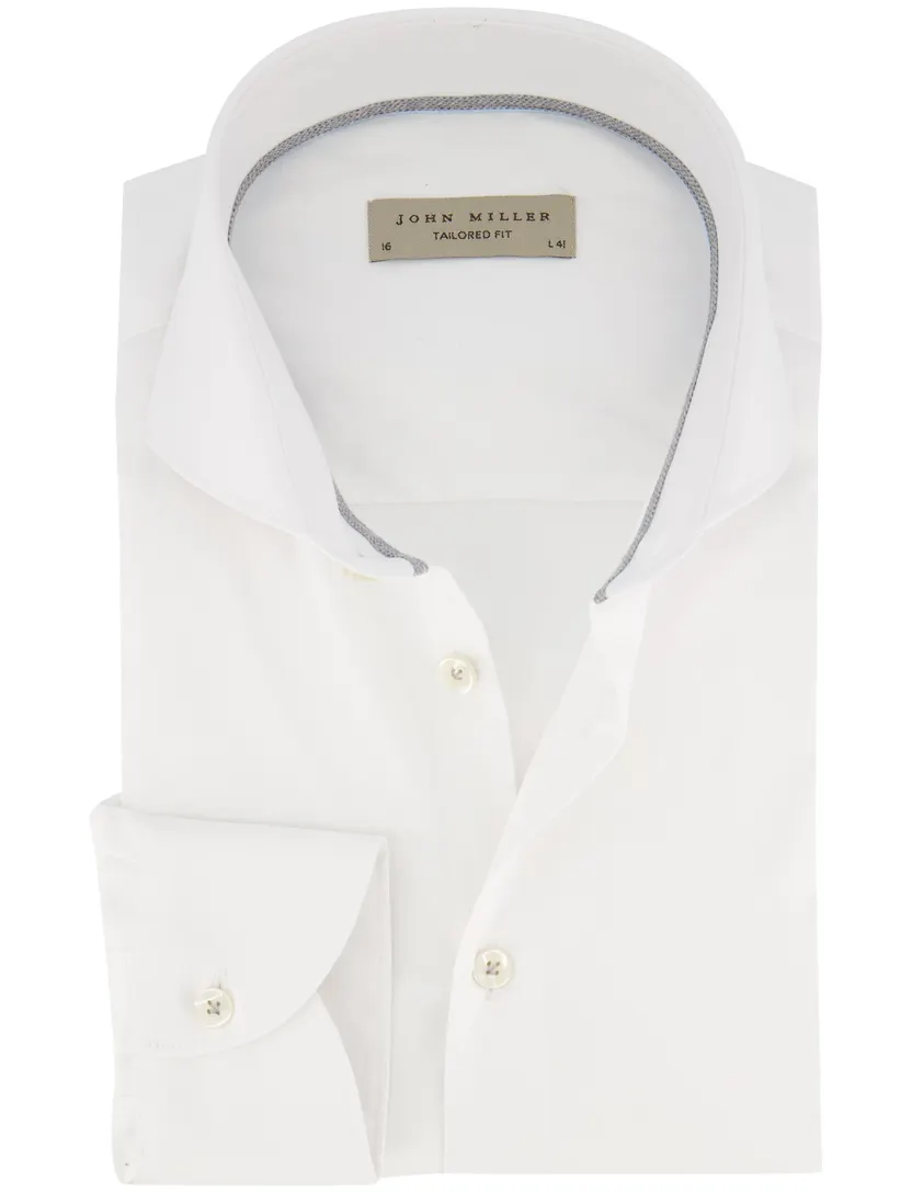 Normale Fit John Miller tailored fit spierwit overhemd