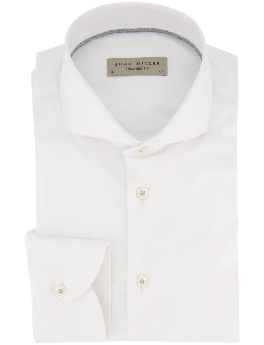 John Miller tailored fit spierwit overhemd wide spread