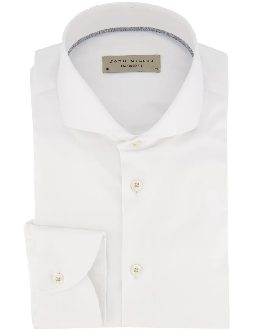 Normale Fit John Miller tailored fit spierwit overhemd