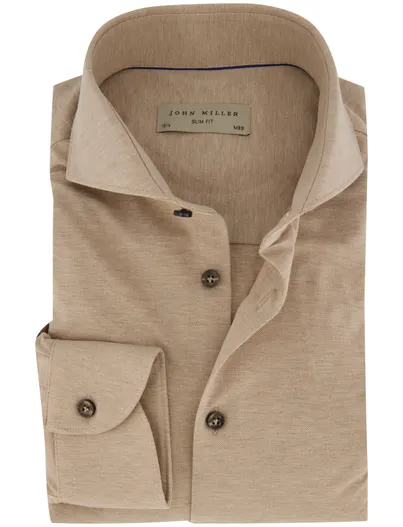 John Miller John Miller overhemd beige ml 7 uni