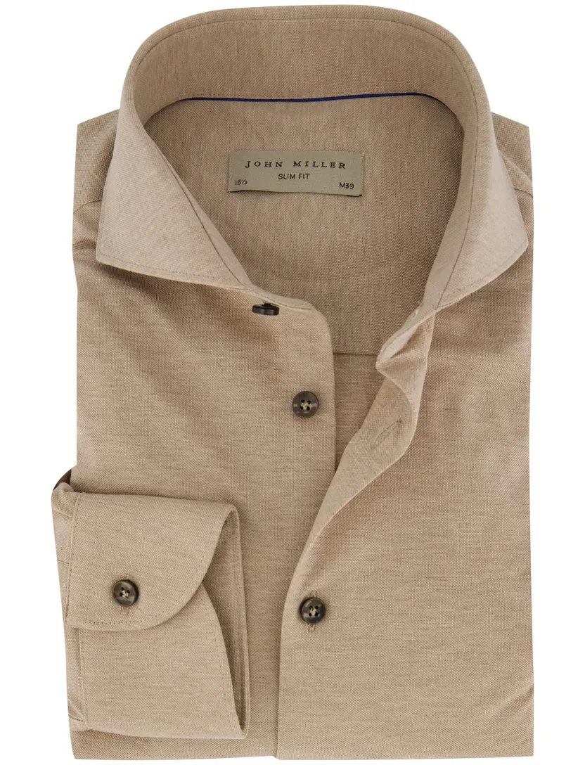 John Miller overhemd mouwlengte 7 beige uni