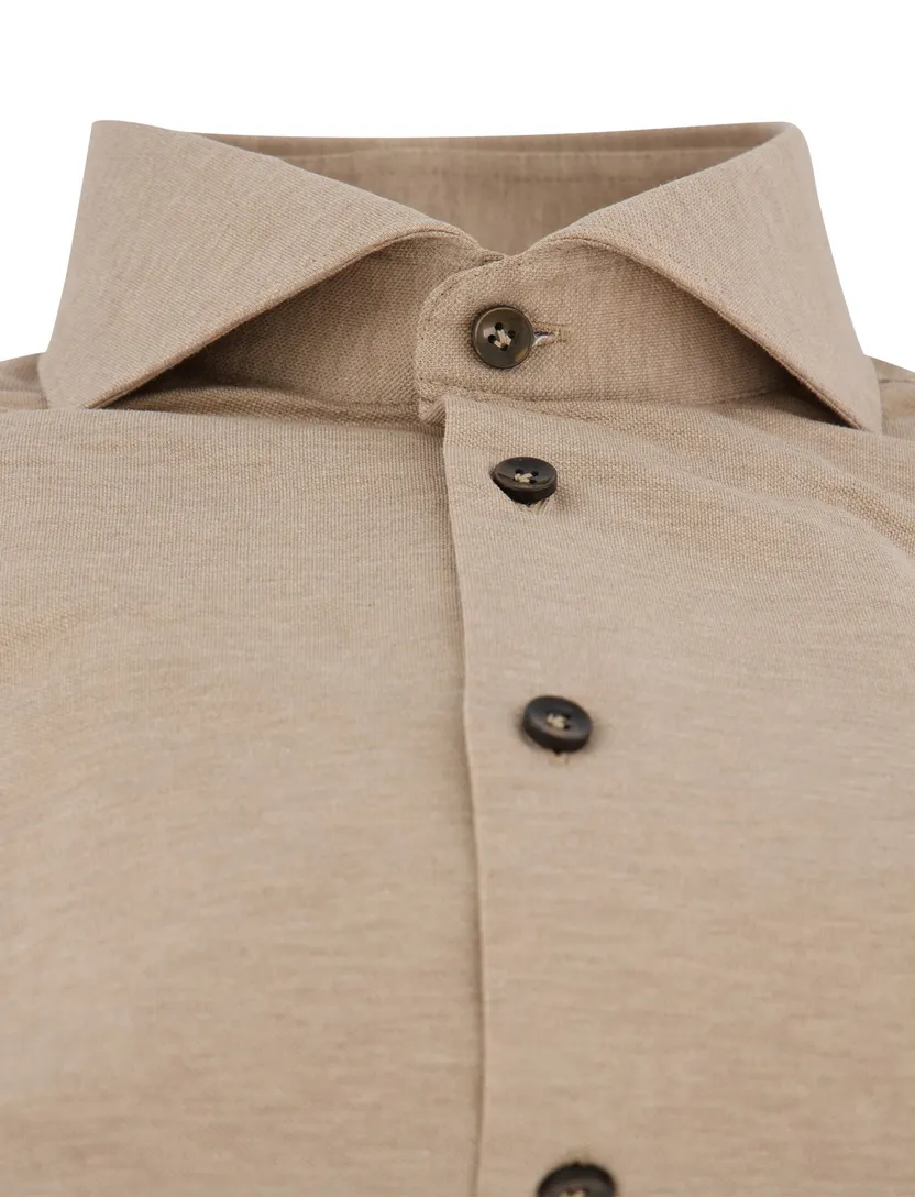 John Miller overhemd mouwlengte 7 beige uni