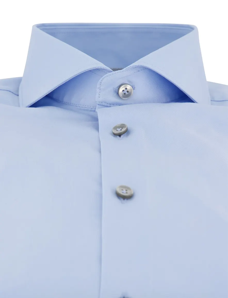 Tailored fit John Miller mouwlengte 7 overhemd lichtblauw