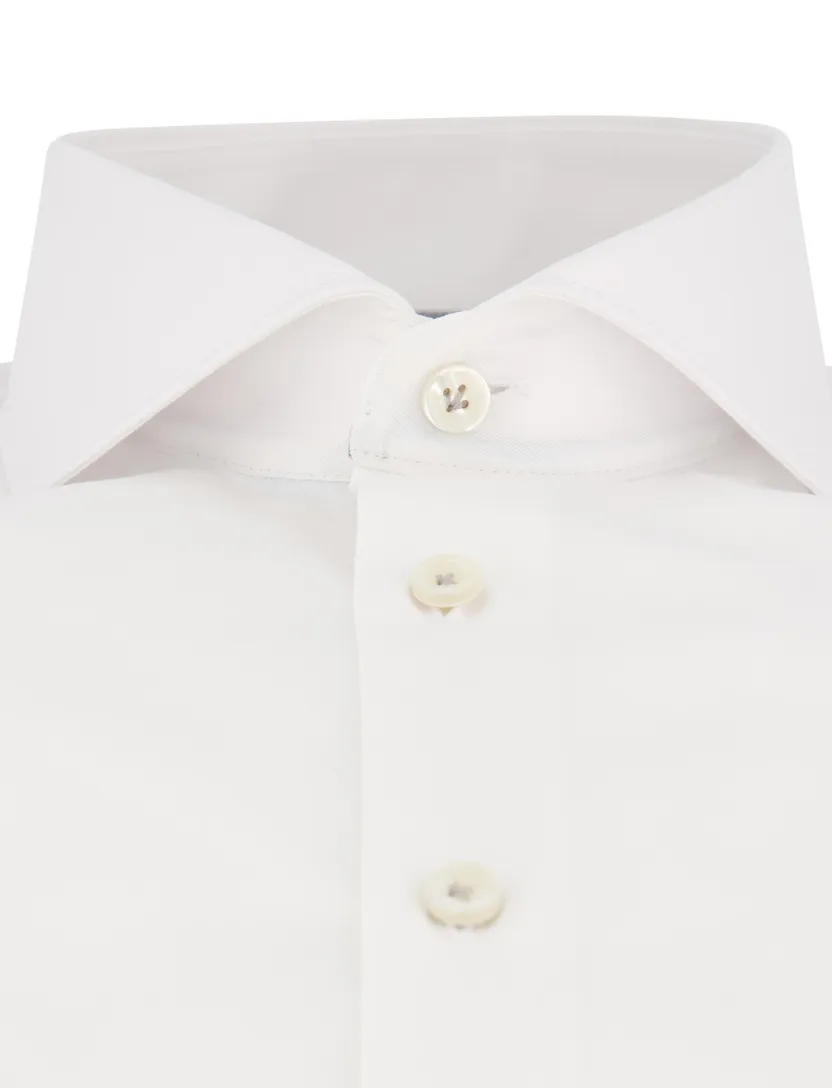 overhemd John Miller Tailored Fit mouwlengte 7 wit effen