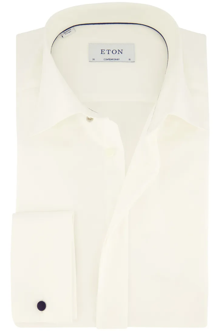 Eton Contemporary Fit smoking overhemd wit effen French Cuff
