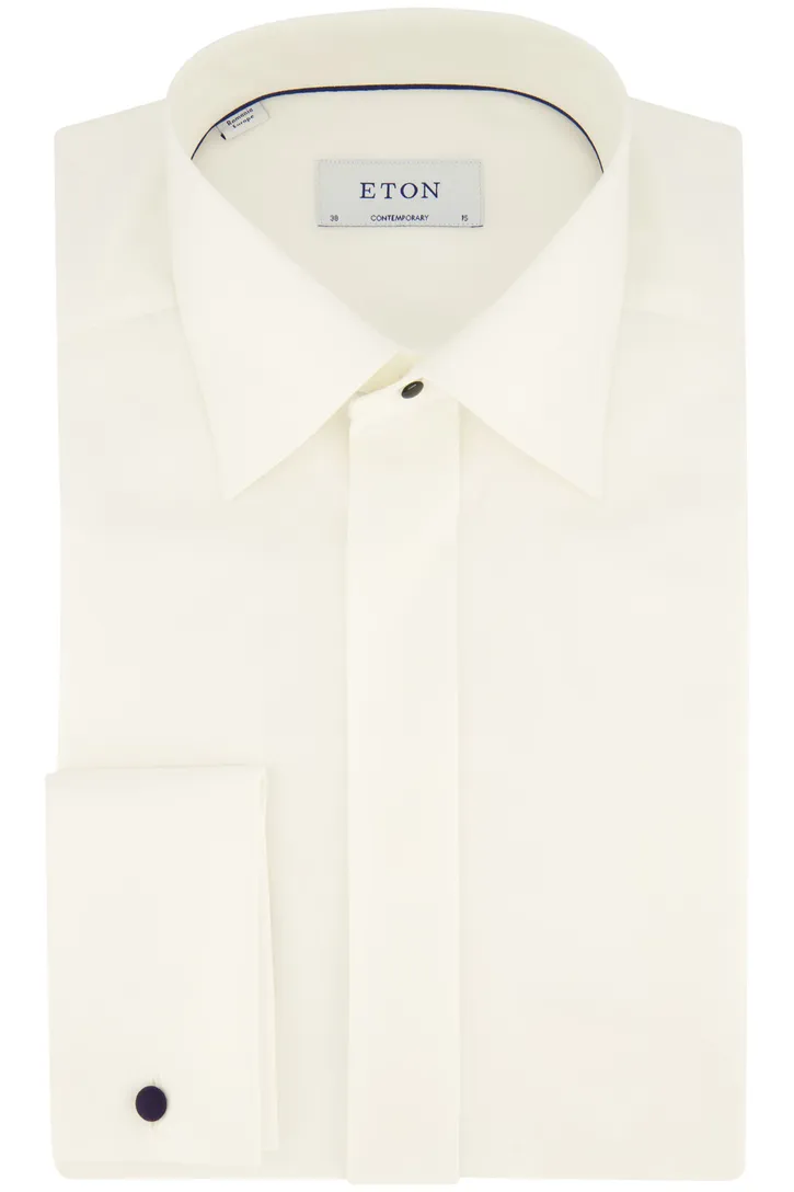 Eton Contemporary Fit smoking overhemd wit effen French Cuff