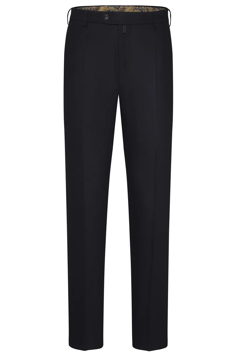 Meyer Pantalon effen donkerblauw wol normale fit