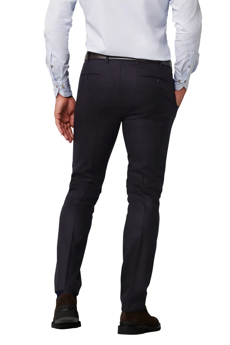 Meyer Pantalon effen donkerblauw wol normale fit