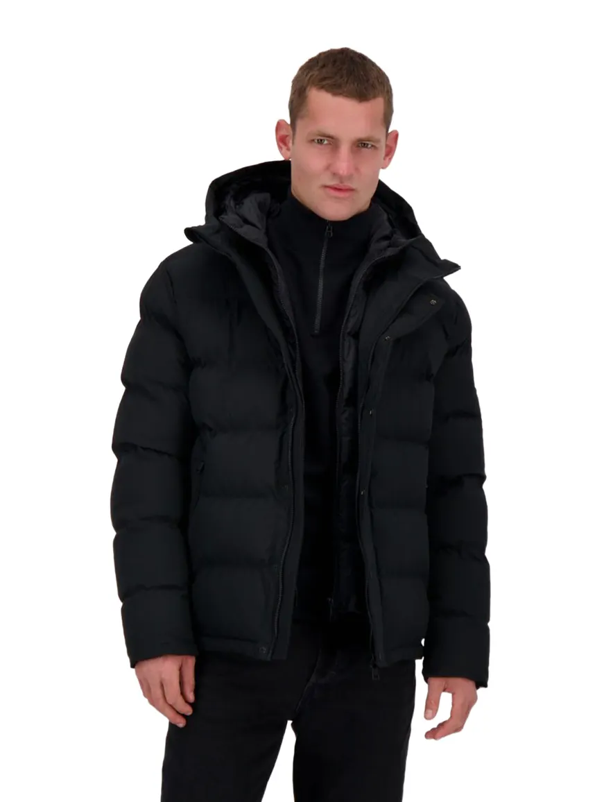 Airforce winterjas kort effen zwart gewatteerd puffer