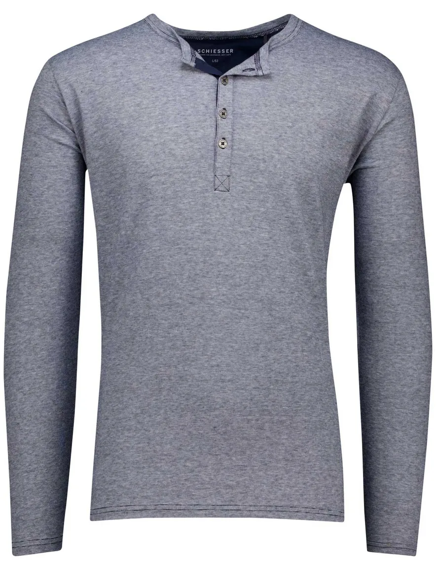 Schiesser Pyjama donkerblauw en grijs 100% katoen