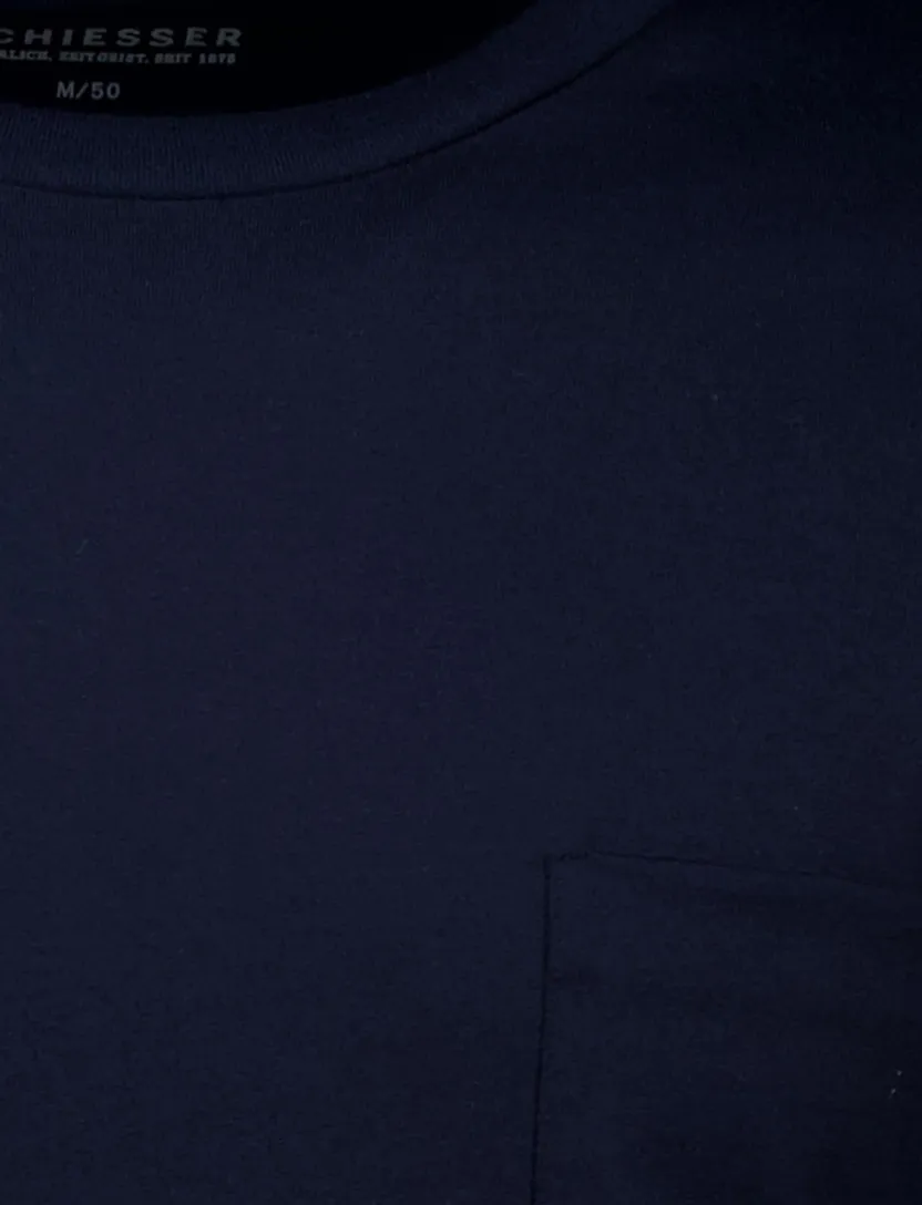 Schiesser Pyjama donkerblauw effen 100% katoen
