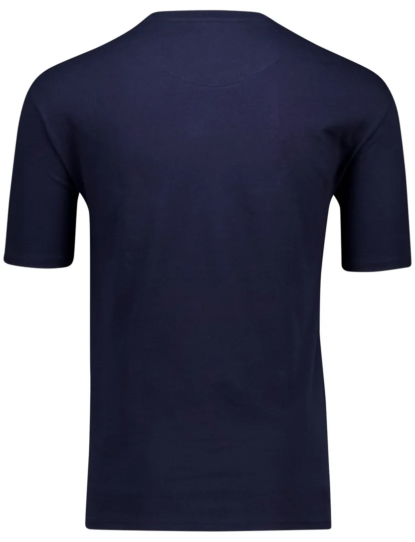 Schiesser Shortama donkerblauw wit Single Jersey normale fit