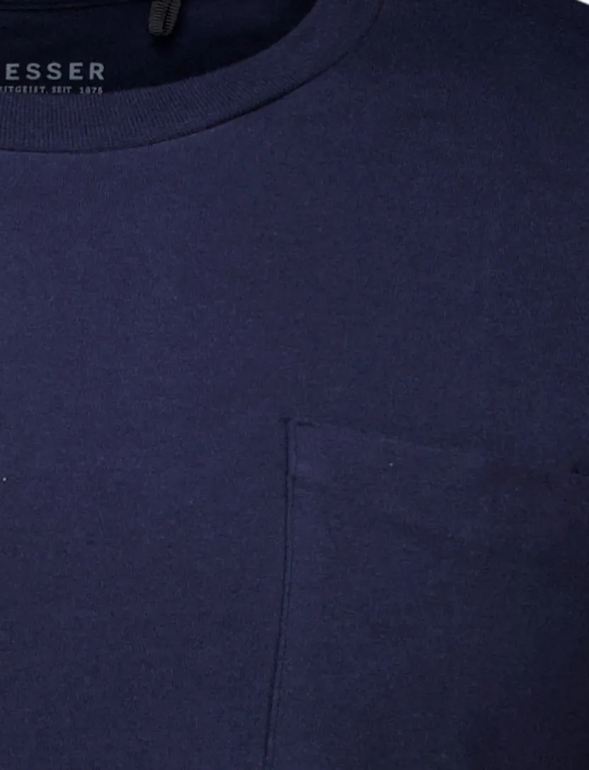 Schiesser Shortama donkerblauw wit Single Jersey normale fit