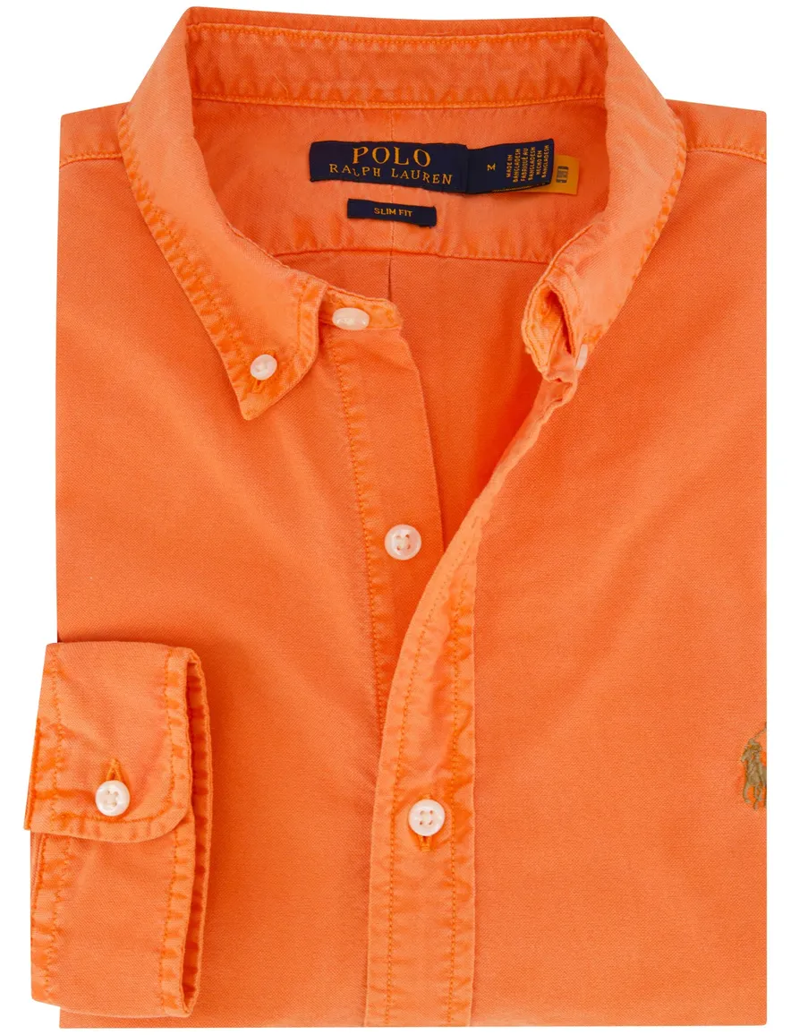 Polo Ralph Lauren overhemd oranje slim fit effen